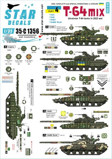 SRD35C1356 1:35 Star Decals - War in Ukraine #4 Ukrainian T-64 Mix