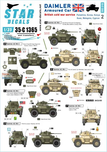 SRD35C1365 1:35 Star Decals - Daimler Armoured Car #2 British Cold War Service