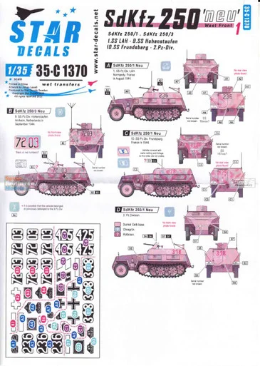 SRD35C1370 1:35 Star Decals - Sd.Kfz.250 Neu Part 1: West Front