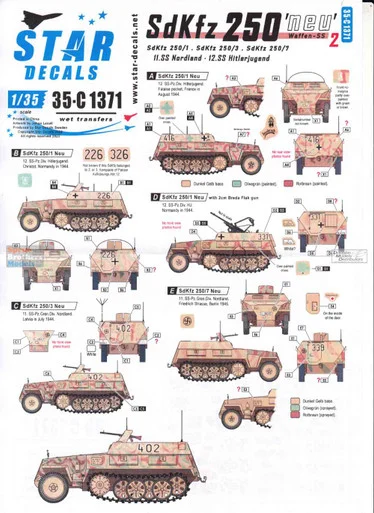 SRD35C1371 1:35 Star Decals - Sd.Kfz.250 Neu Part 2: Waffen-SS