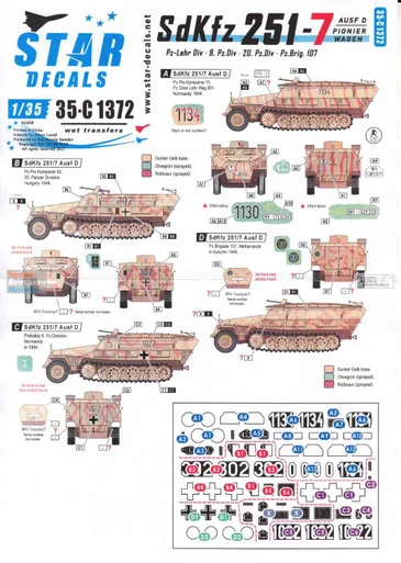 SRD35C1372 1:35 Star Decals - Sd.Kfz.251/7 Ausf.D Pionierwagen
