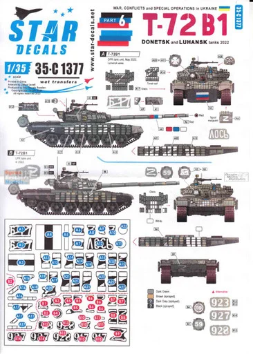 SRD35C1377 1:35 Star Decals - War in Ukraine Part 6: T-72B1 Donetsk & Luhansk 2022