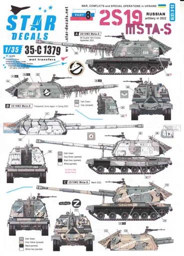 SRD35C1379 1:35 Star Decals - War in Ukraine Part 8: Russian 2S19 MSTA-s in 2022