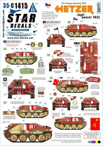 SRD35C1415 1:35 Star Decals The Prague Uprising 1945 #2: Hetzer Jagdpanzer 38(t)