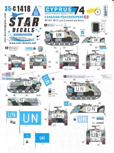 SRD35C1418 1:35 Star Decals Cyprus 74 #3 - Canadian Peacekeepers