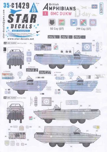 SRD35C1429 1:35 Star Decals British Amphibians #1: GMC DUKW