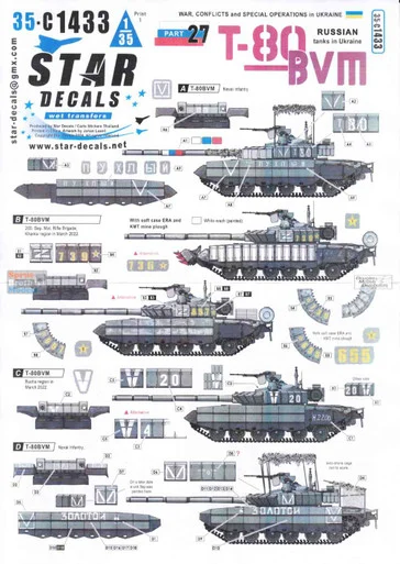 SRD35C1433 1:35 Star Decals War in Ukraine #27: Russian T-80BVM in Ukraine
