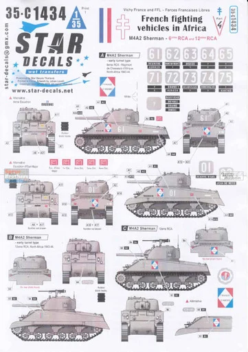 SRD35C1434 1:35 Star Decals French Fighting Vehicles in Africa #4: M4A2 Sherman