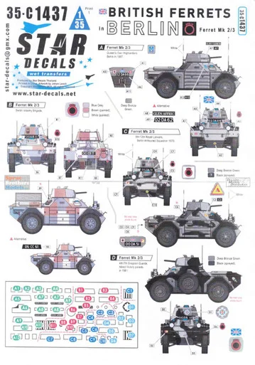 SRD35C1437 1:35 Star Decals British Ferrets in Berlin: Berlin Brigade Ferret Mk.2/3
