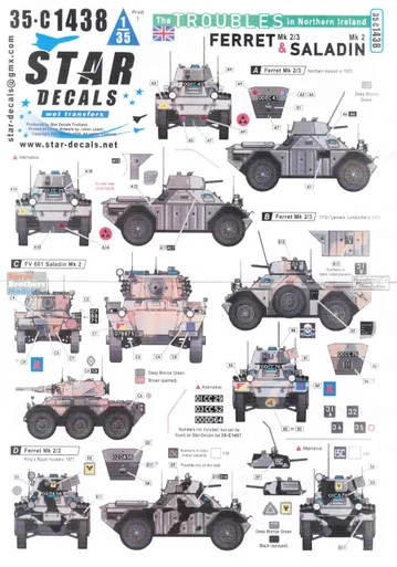 SRD35C1438 1:35 Star Decals The Troubles in Northern Ireland: Ferret and Saladin