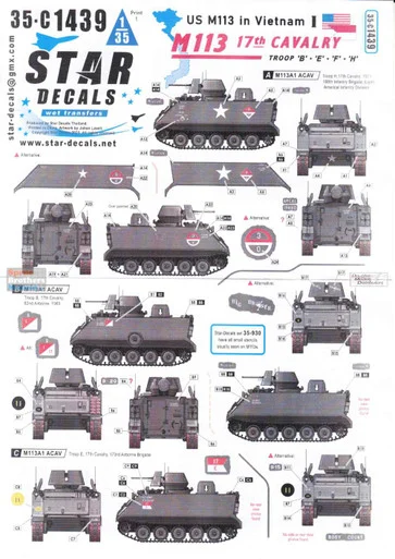 SRD35C1439 1:35 Star Decals US M113 in Vietnam #1: M113 17th Cavalry