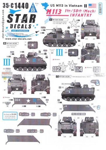 SRD35C1440 1:35 Star Decals US M113 in Vietnam #2: M113A1 ACAV 1st Bn/50th Mech Infantry