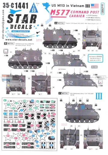 SRD35C1441 1:35 Star Decals US M113 in Vietnam #3: M577A1 Command Post Carrier