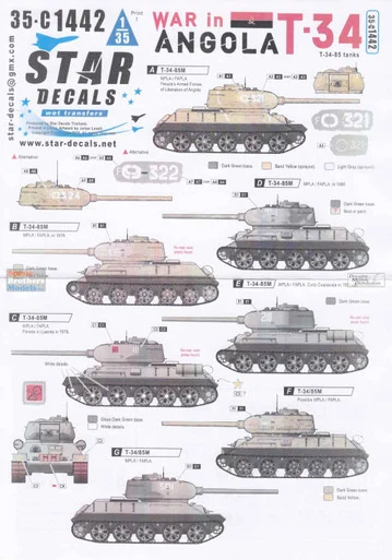 SRD35C1442 1:35 Star Decals War in Angola #1: T-34/85