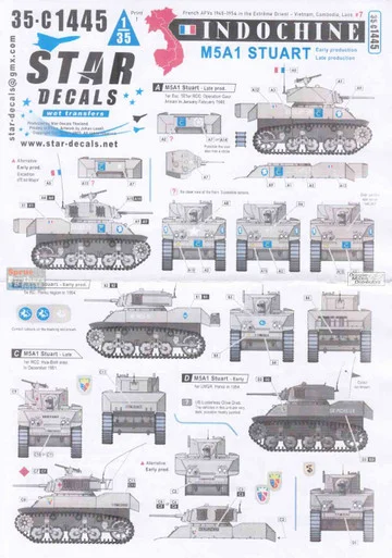 SRD35C1445 1:35 Star Decals Indochina #7: French AFVs 1945-54 (M5A1 Stuart)
