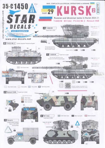 SRD35C1450 1:35 Star Decals War in Ukraine #29: Kursk 2 Russian & Ukrainian Tanks in Kursk 2024-25