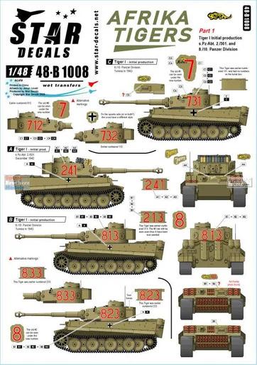 SRD48B1008 1:48 Star Decals - Afrika Tigers Part 1