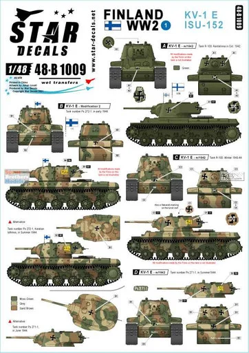 SRD48B1009 1:48 Star Decals - Finland WW2 Part 1: KV-1E ISU-152