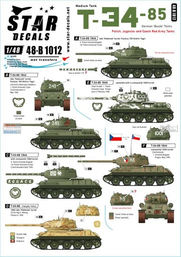 SRD48B1012 1:48 Star Decals - T-34-85 Medium Tank