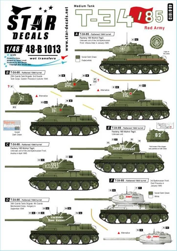 SRD48B1013 1:48 Star Decals - T-34-85 Red Army