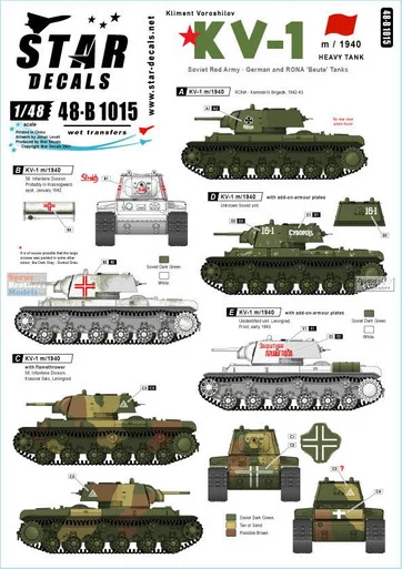 SRD48B1015 1:48 Star Decals - KV-1 m/1940 Heavy Tank