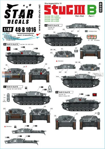 SRD48B1016 1:48 Star Decals - StuG.III B 1941-42 Part 1