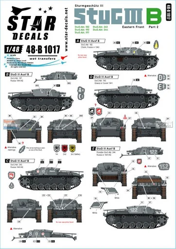 SRD48B1017 1:48 Star Decals - StuG.III B 1941-42 Part 2 Eastern Front