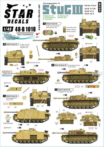 SRD48B1018 1:48 Star Decals - StuG.III B 1941-42 Part 3 Italian Front
