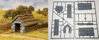 SCENERY: 28mm Stone Thatched Outbuilding - RENRNST