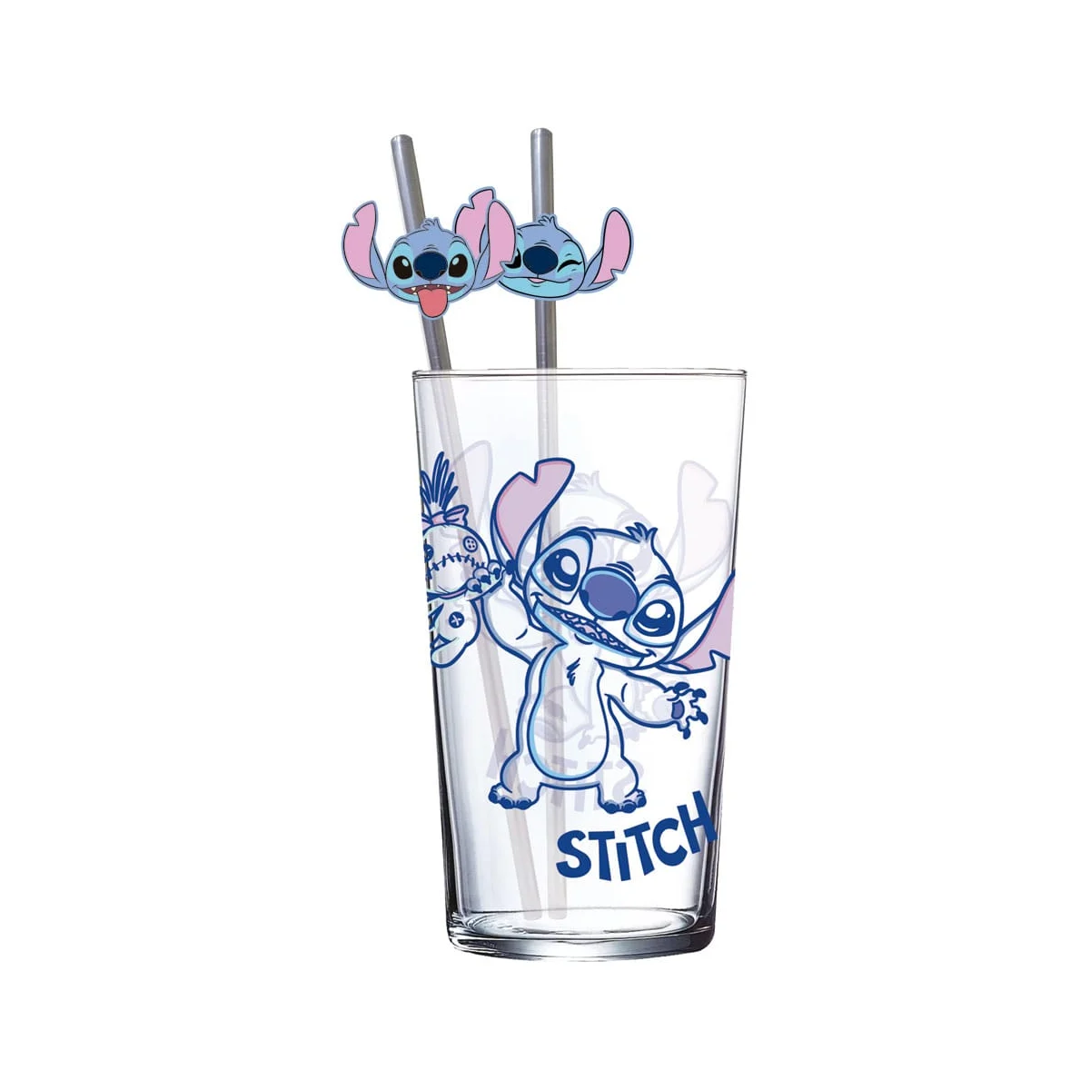 Lilo & Stitch - 485 ml Stitch tumbler glass with metal straws