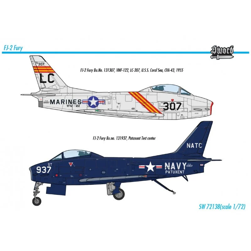North-American FJ-2 Fury with Markings for U.S. Navy and MarinesVMF-122 LC-307 USS Coral Sea CVA-43 1955.Bu.no. 131937 Patuxent