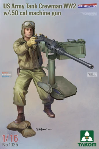 TAK01025 1:16 Takom US Army Tank Crewman WW2 Figure with .50-cal Machine Gun