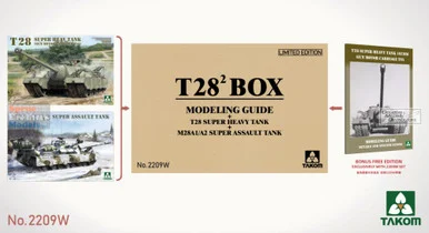 TAK02209W 1:35 Takom T28 Box (T28 Super Heavy Tank + M28A1/A2 Super Assault Tank + Book)