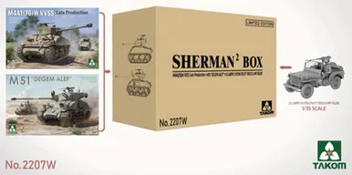1/35 Takom Sherman Big Box 2 - 2 Tanks + Jeep Plastic Model Kit