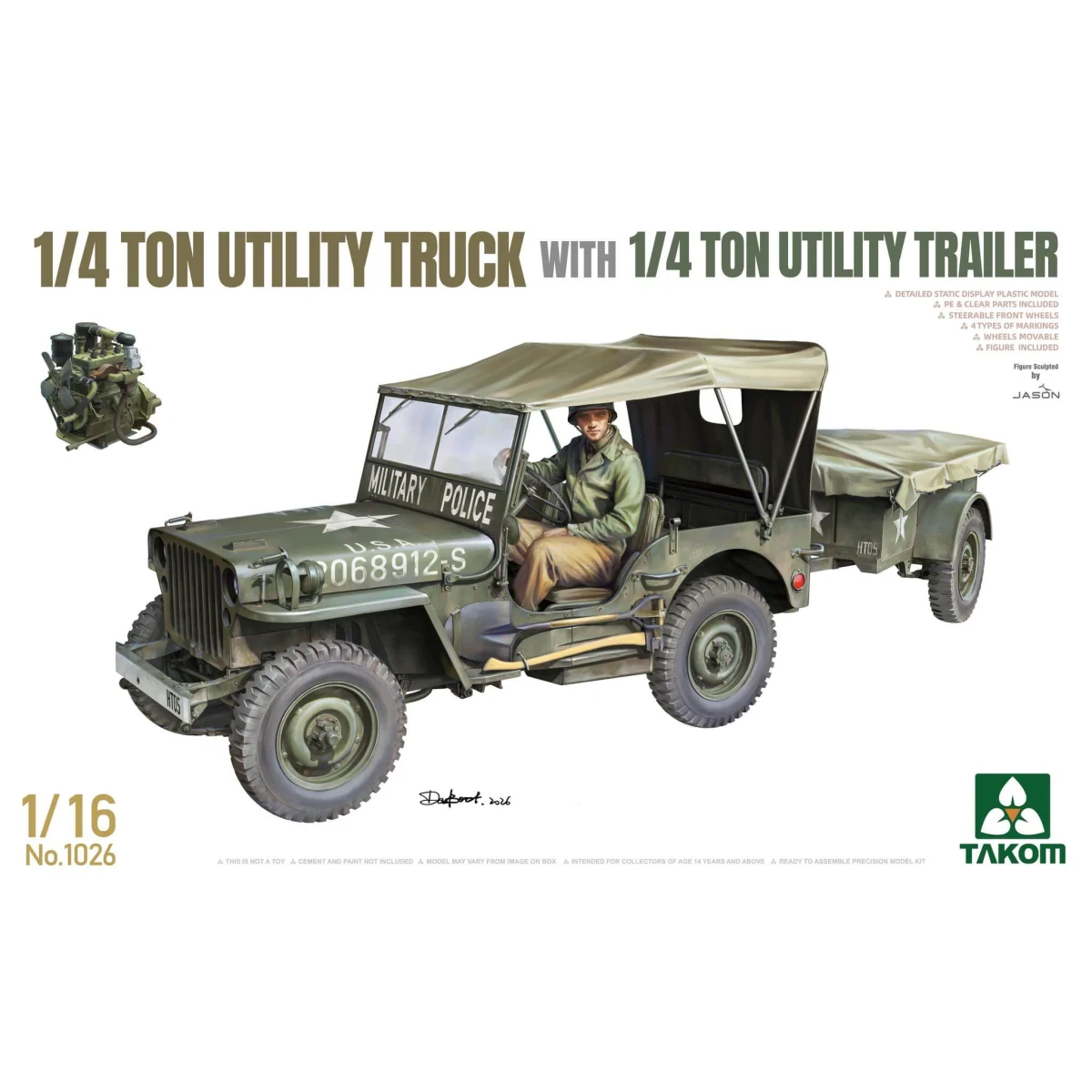 ¼-ton utility truck w. ¼-t. utility trailer Willys Jeep MB (1:16) Model kit