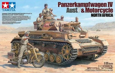 1/35 Tamiya German Panzer IV Ausf.F & Motorcycle Plastic Model Kit