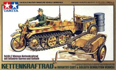 1/48 SdKfz 2 Kettenkrad w/Cart & Goliath Demo Vehicle - Tamiya