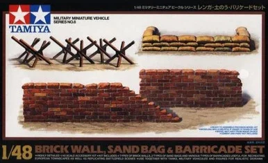 TAM32508 1:48 Tamiya Brick Wall, Sand Bag & Barricade Set #32508