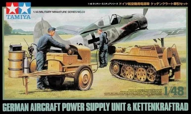TAM32533 1:48 Tamiya German Aircraft Power Supply Unit & Kettenkraftrad #32533