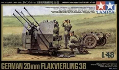 1/48 German 20mm Flak 38 Gun w/Trailer & 4 Crew - Tamiya