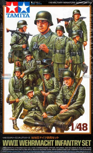 TAM32602 1:48 Tamiya WWII Wehrmacht Infantry Figure Set (10 Figures)