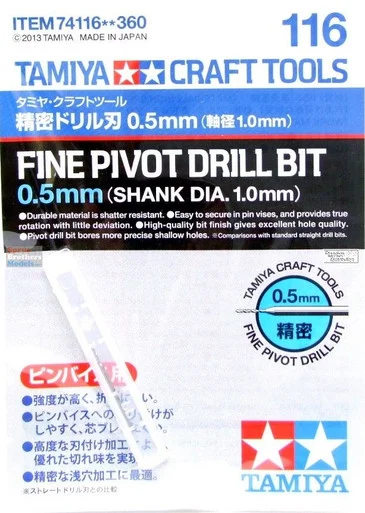 TAM74116 Tamiya Fine Pivot Drill Bit - 0.5mm
