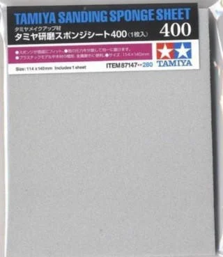 Tamiya Sanding Sponge Sheet 4.5x5.5 (5mm thick) 400 Grit
