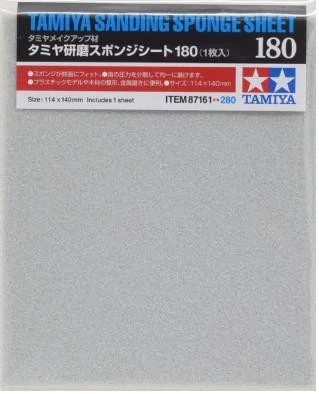 Tamiya Sanding Sponge Sheet 4.5x5.5 (5mm thick) 180 Grit