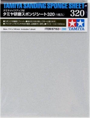 Tamiya Sanding Sponge Sheet 4.5x5.5 (5mm thick) 320 Grit