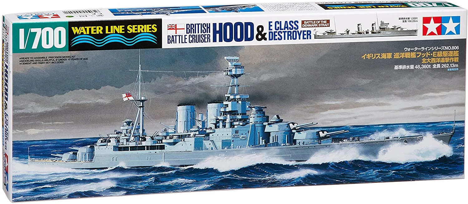 Tamiya 31806 British Battlecruiser Hood & E Class Destroyer - 1/700 Waterline Series