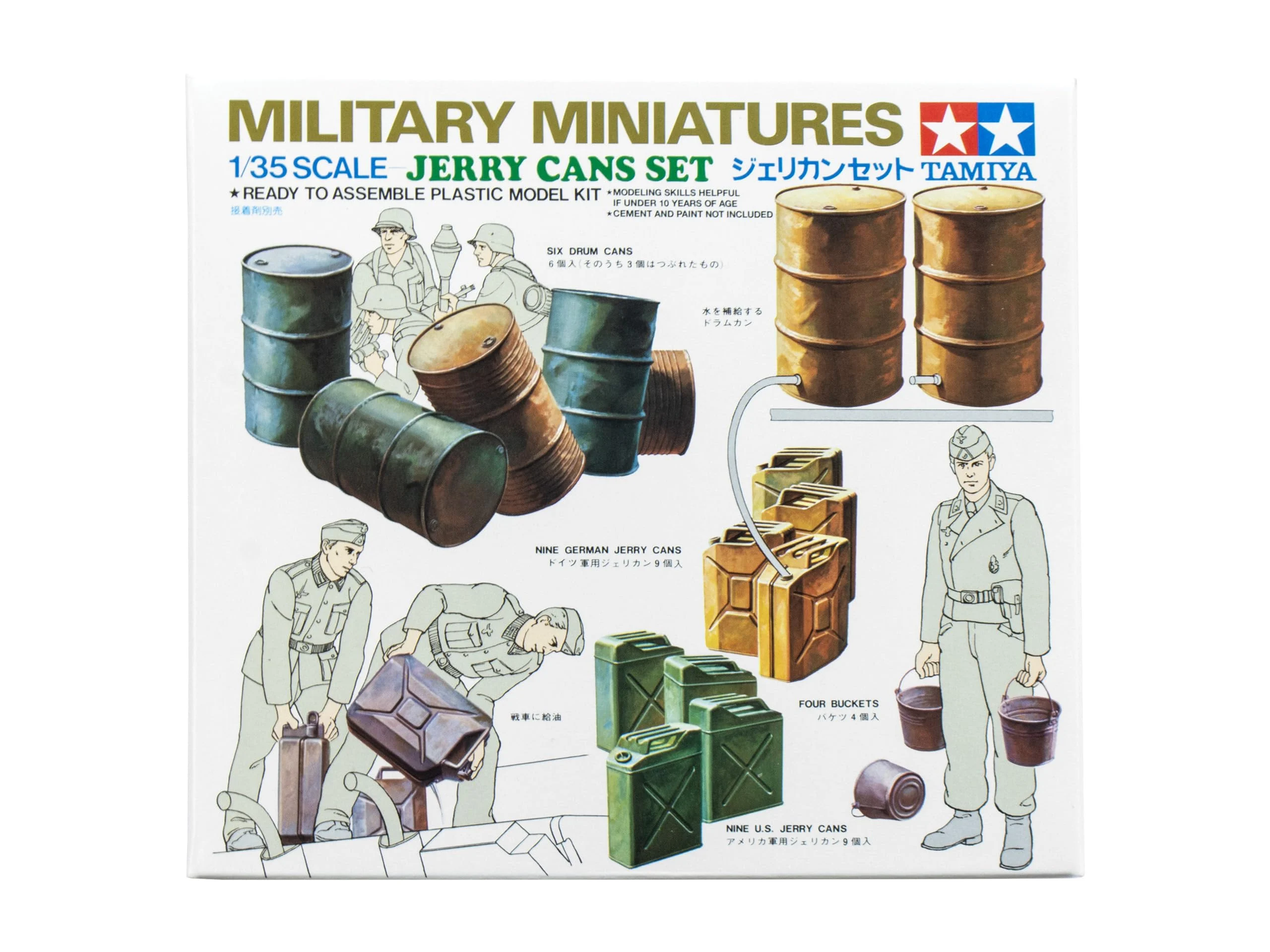 Tamiya 35186 German Fuel Drum Set - 1/35 Scale Military Miniature