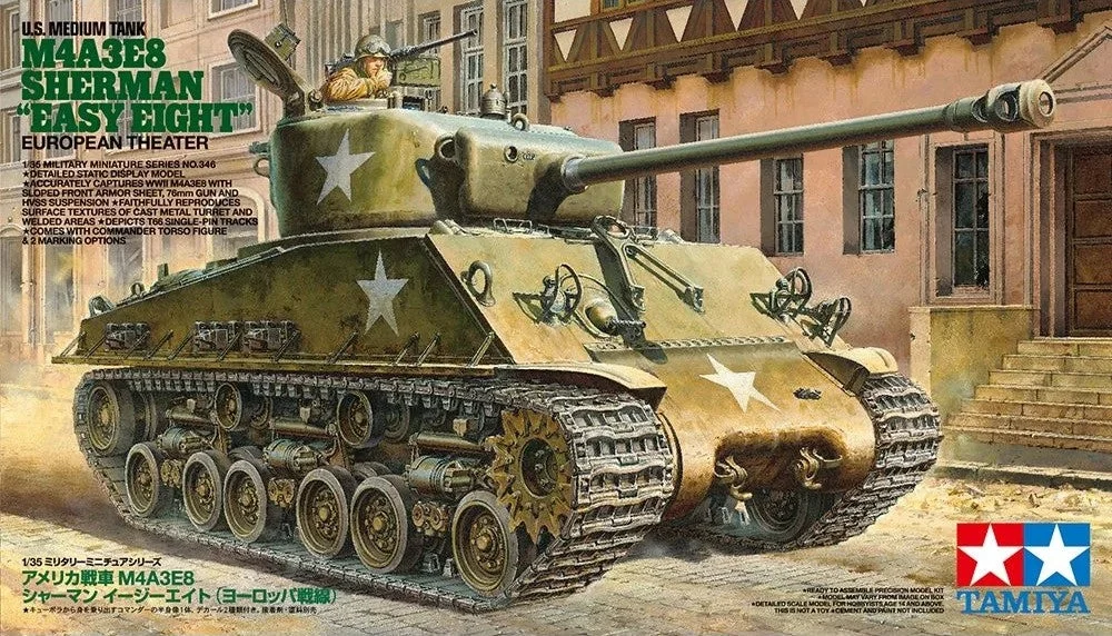 Tamiya 35346 US Medium Tank M4A3E8 Sherman "Easy Eight" European Theater- 1/35 Scale Military Miniature