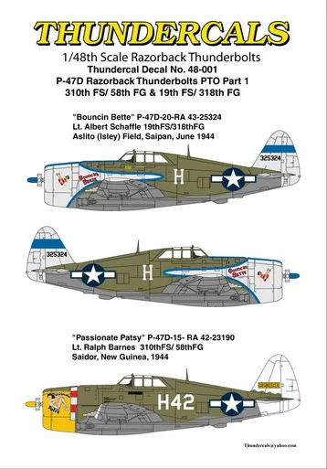 1/48 Thundercals PTO part 1 P-47D Razorbacks 310th FS/58th FG & 19th FS/318th FG