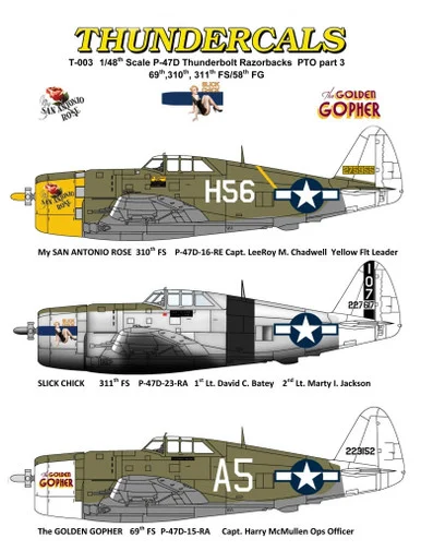 1/48 Thundercals P-47D Razorbacks PTO Part 3 69th, 310th, 311th FS/ 58th FG